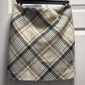 H&M Cream, Blue and Brown Plaid Mini Skirt